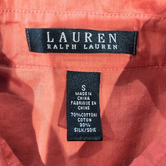 Lauren Ralph Lauren Womens Burnt Orange Silk Blend Button Up Blouse Size Small - Picture 4 of 9